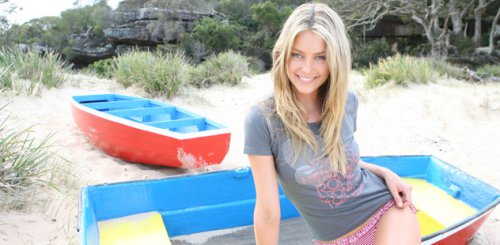 She's in a boat