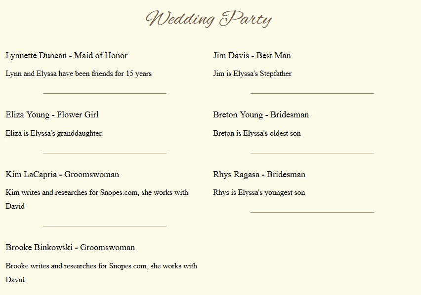 snopesweddingparty